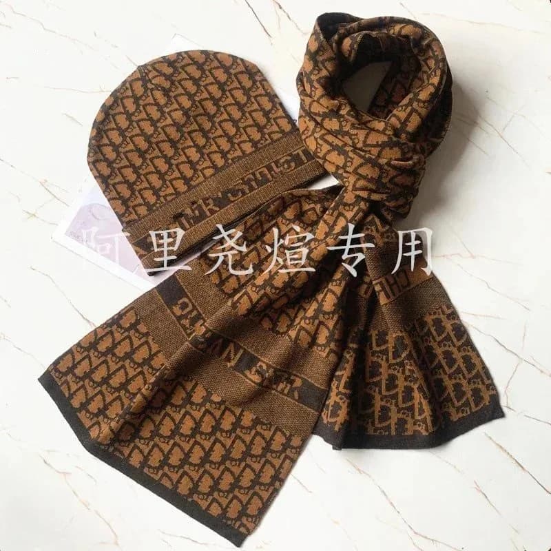 Dior Lady Dior Beige & Black Scarf & Hat Set — product photo on Sugargoo Spreadsheet