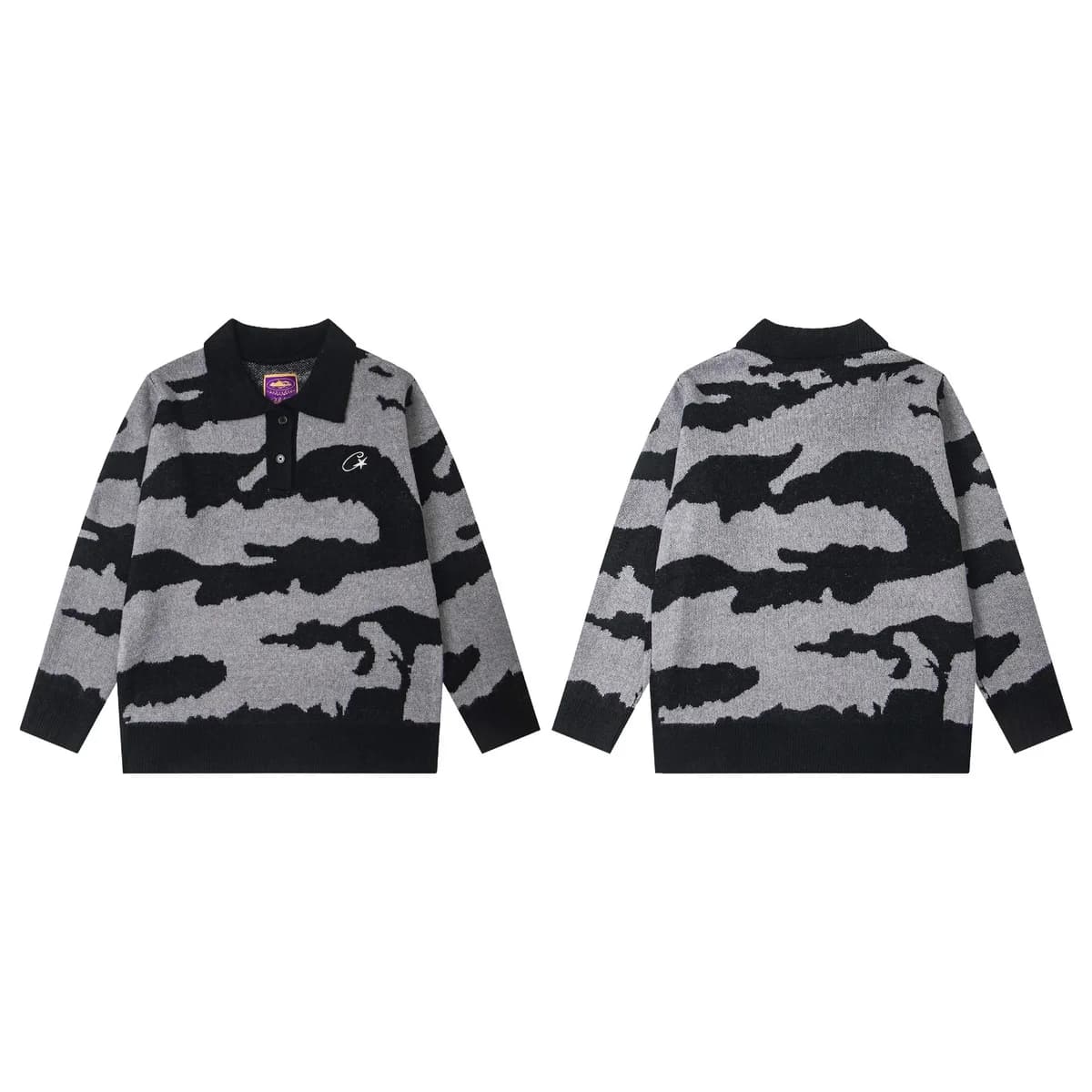 Cactus Plant Flea Market Unisex Camouflage Knit Polo Sweater — product photo on Sugargoo Spreadsheet