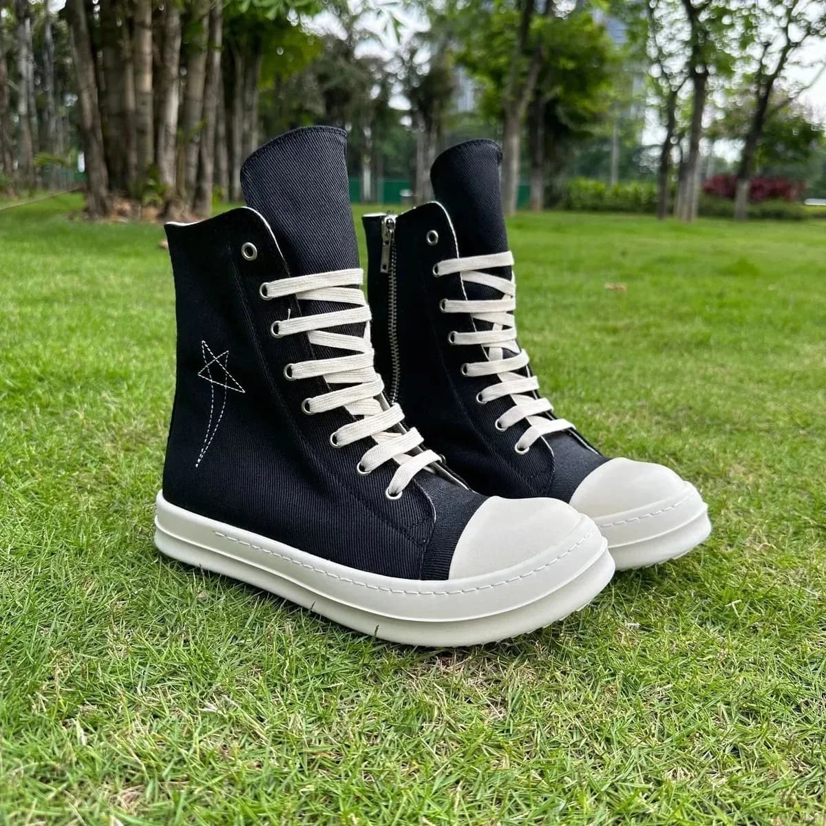 Rick Owens Geobasket Black Canvas Sneakers — product photo on Sugargoo Spreadsheet