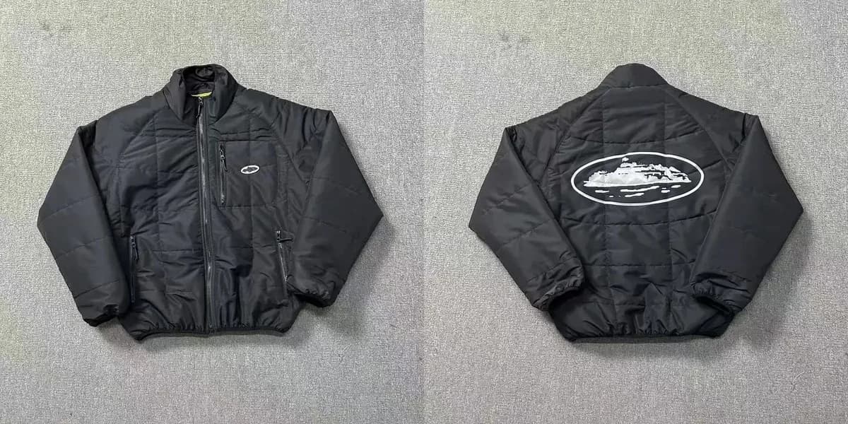 Corteiz Black Quilted Puffer Jacket with Iceberg Logo — product photo on Sugargoo Spreadsheet