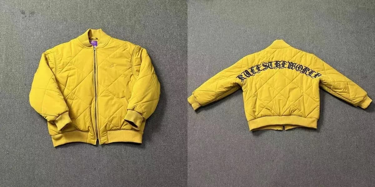 Corteiz Yellow Quilted Bomber Jacket with Back Graphic — product photo on Sugargoo Spreadsheet