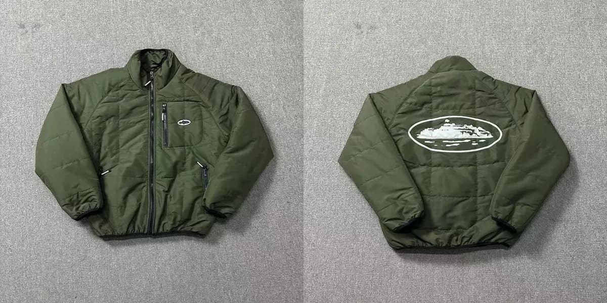 Corteiz Olive Quilted Puffer Jacket with Iceberg Print — product photo on Sugargoo Spreadsheet