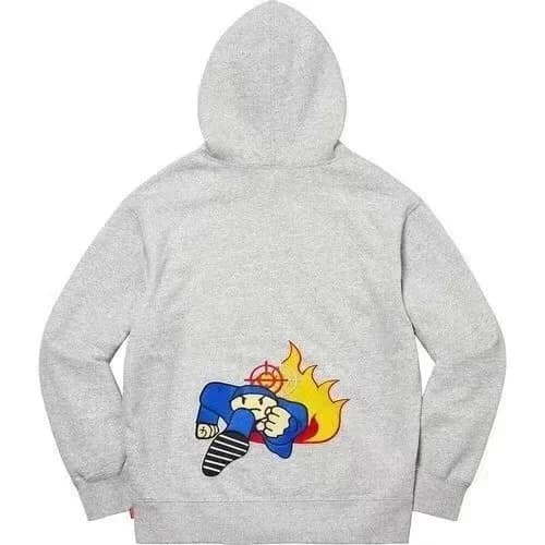 Supreme Grey Hoodie with Flame Print — product photo on Sugargoo Spreadsheet