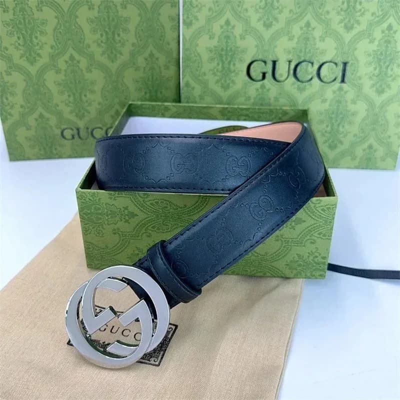Gucci Black Leather Belt with Silver GG Buckle — product photo on Sugargoo Spreadsheet