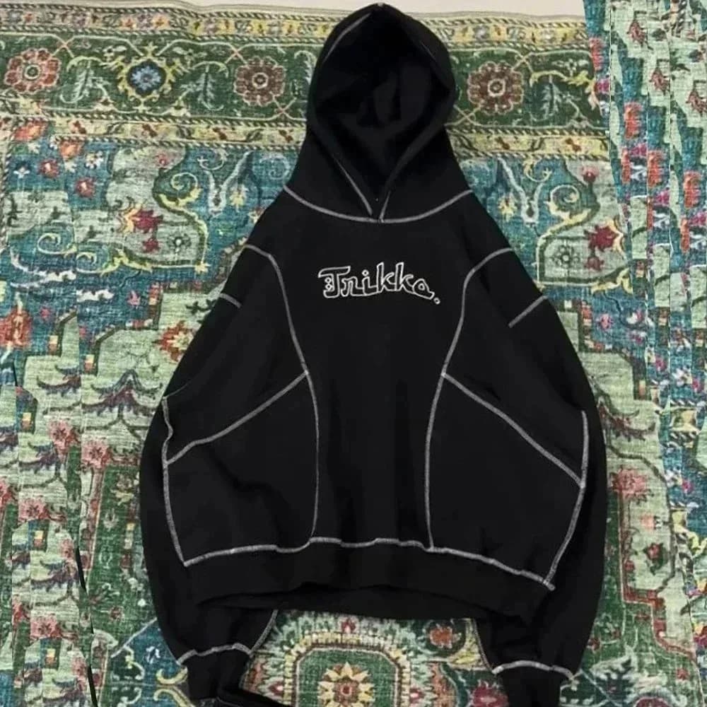 Black Trikka Hoodie with Embroidered Logo — product photo on Sugargoo Spreadsheet