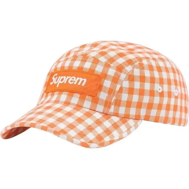 Supreme Gingham Camp Cap Orange/White — product photo on Sugargoo Spreadsheet
