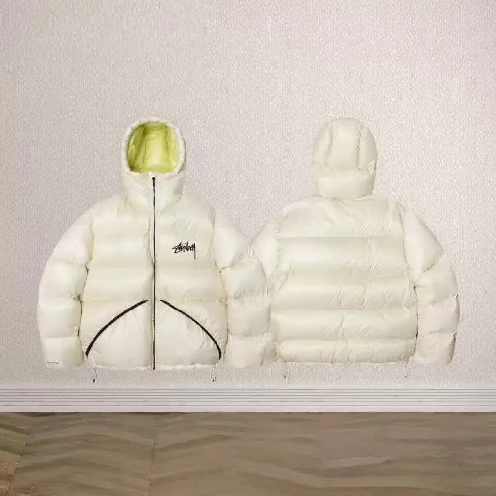 Stussy White Hooded Puffer Jacket — product photo on Sugargoo Spreadsheet