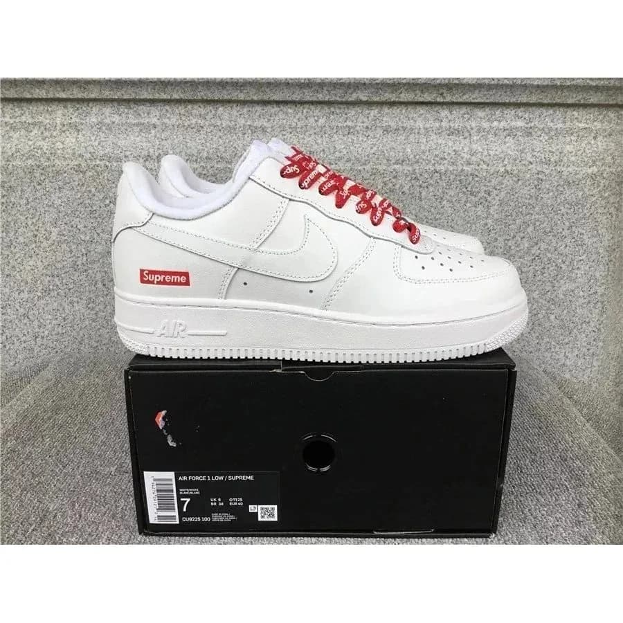 Nike Air Force 1 Low Supreme White Red Sneakers — QC product photo on Sugargoo Spreadsheet