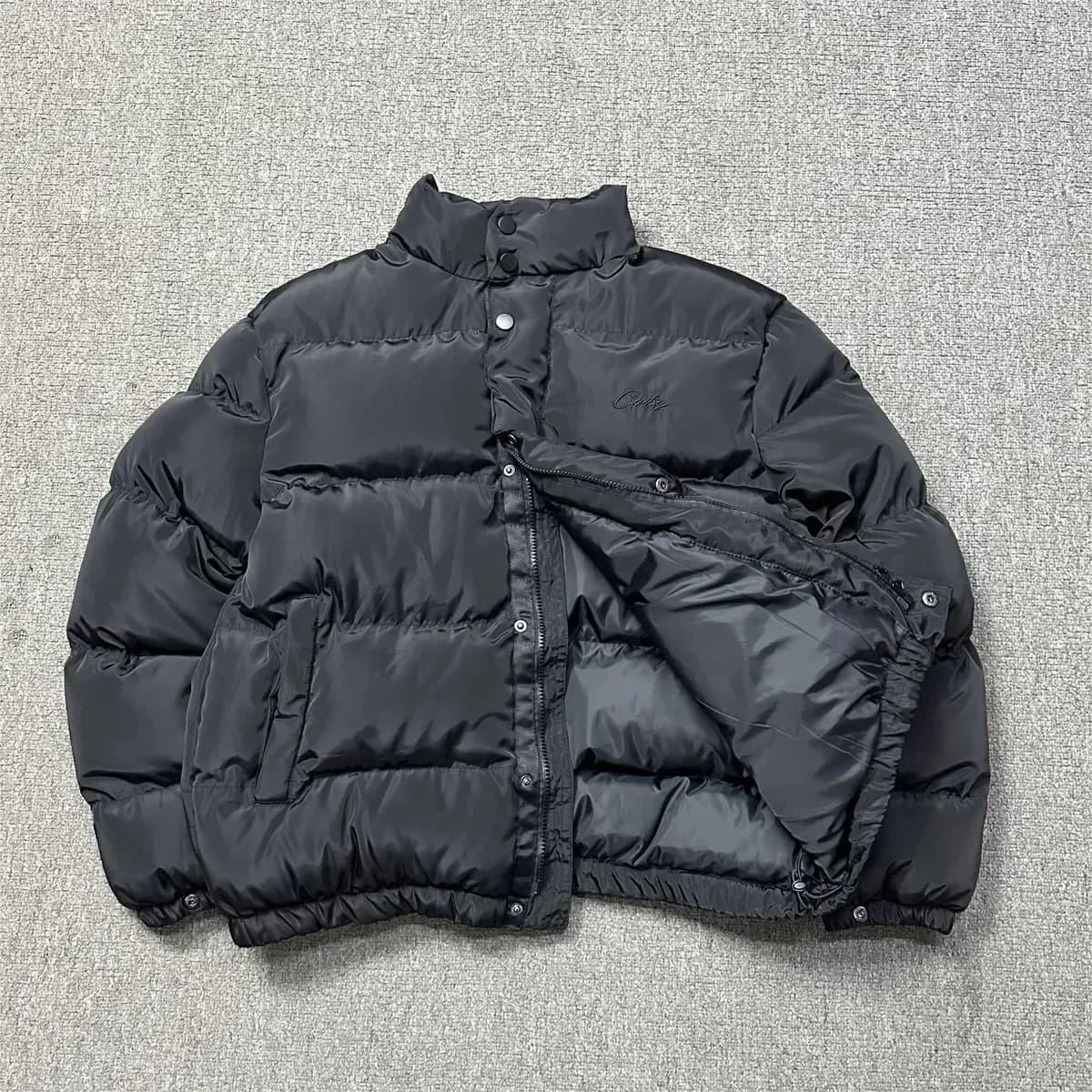 Corteiz Black Puffer Jacket with Stand Collar — product photo on Sugargoo Spreadsheet