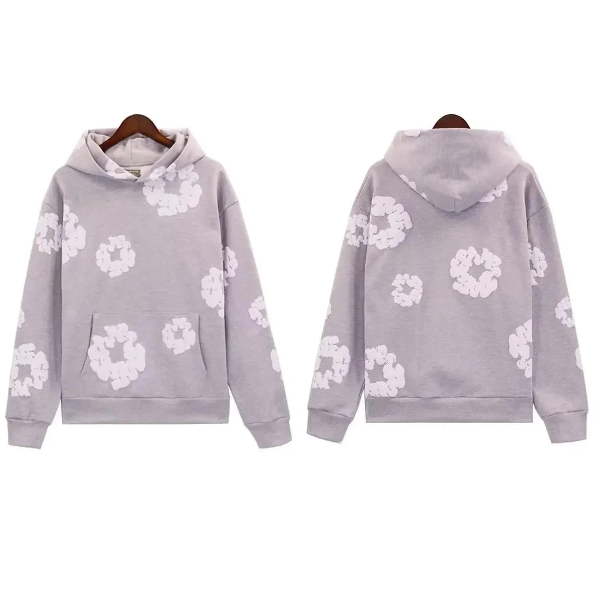Grey Hoodie with White Floral Print — product photo on Sugargoo Spreadsheet