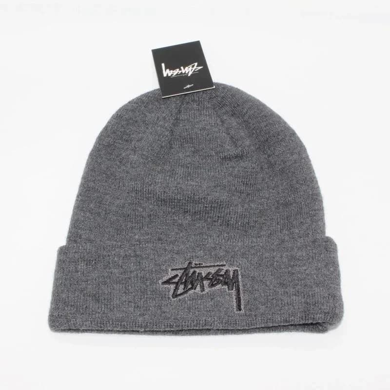 Stussy Stock Logo Beanie Grey Headwear — product photo on Sugargoo Spreadsheet