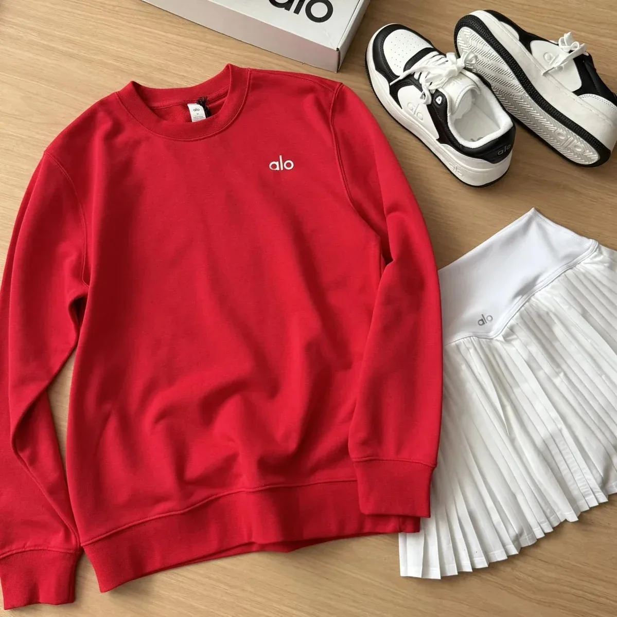 Alo Yoga Red Crewneck Sweatshirt — product photo on Sugargoo Spreadsheet