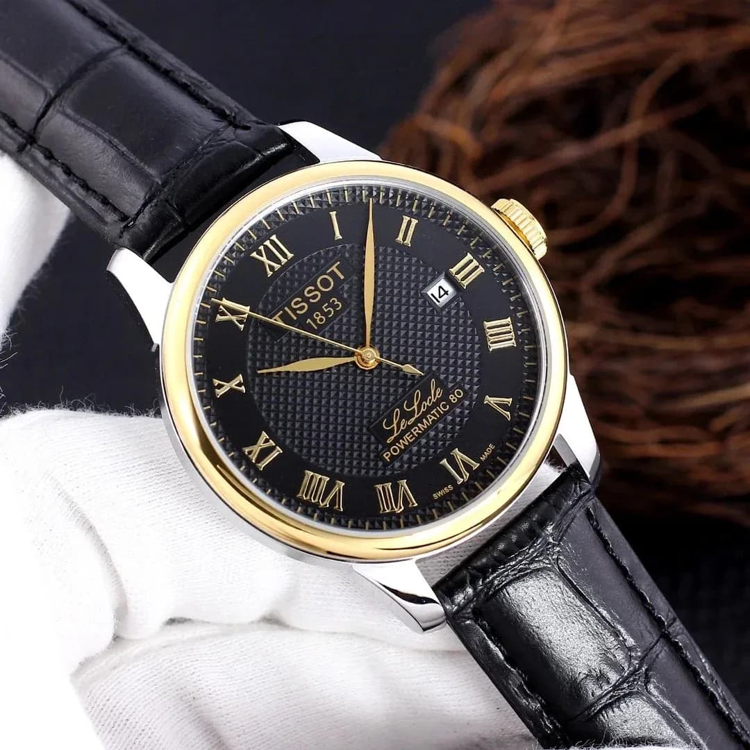 Tissot Le Locle Powermatic 80 Black Dial Gold Case Watch — product photo on Sugargoo Spreadsheet