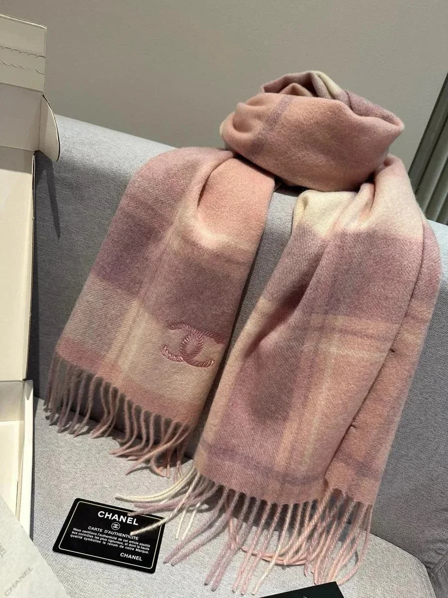 Chanel Plaid Scarf in Pink & Beige — product photo on Sugargoo Spreadsheet