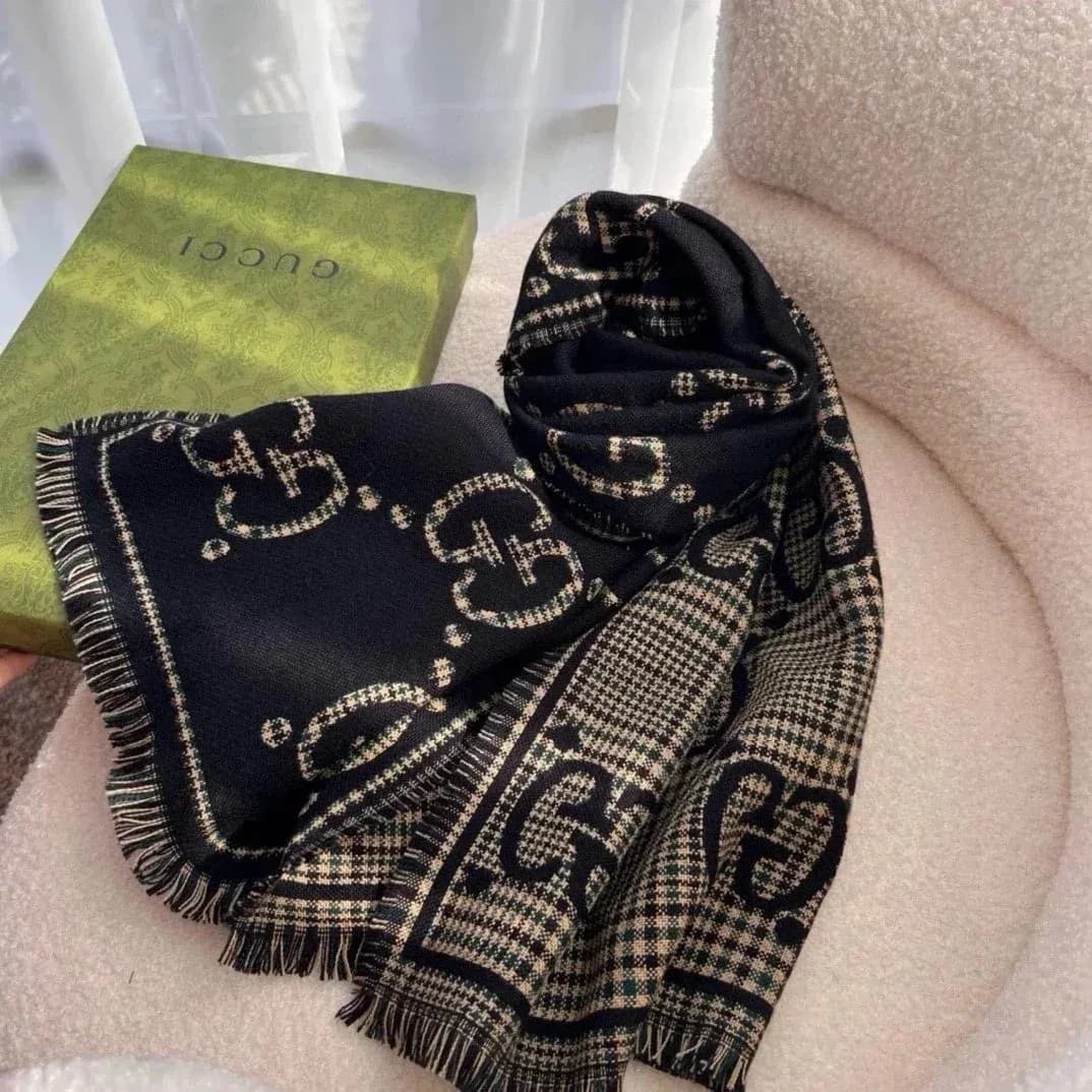 Gucci GG Marmont Black & Beige Scarf — product photo on Sugargoo Spreadsheet