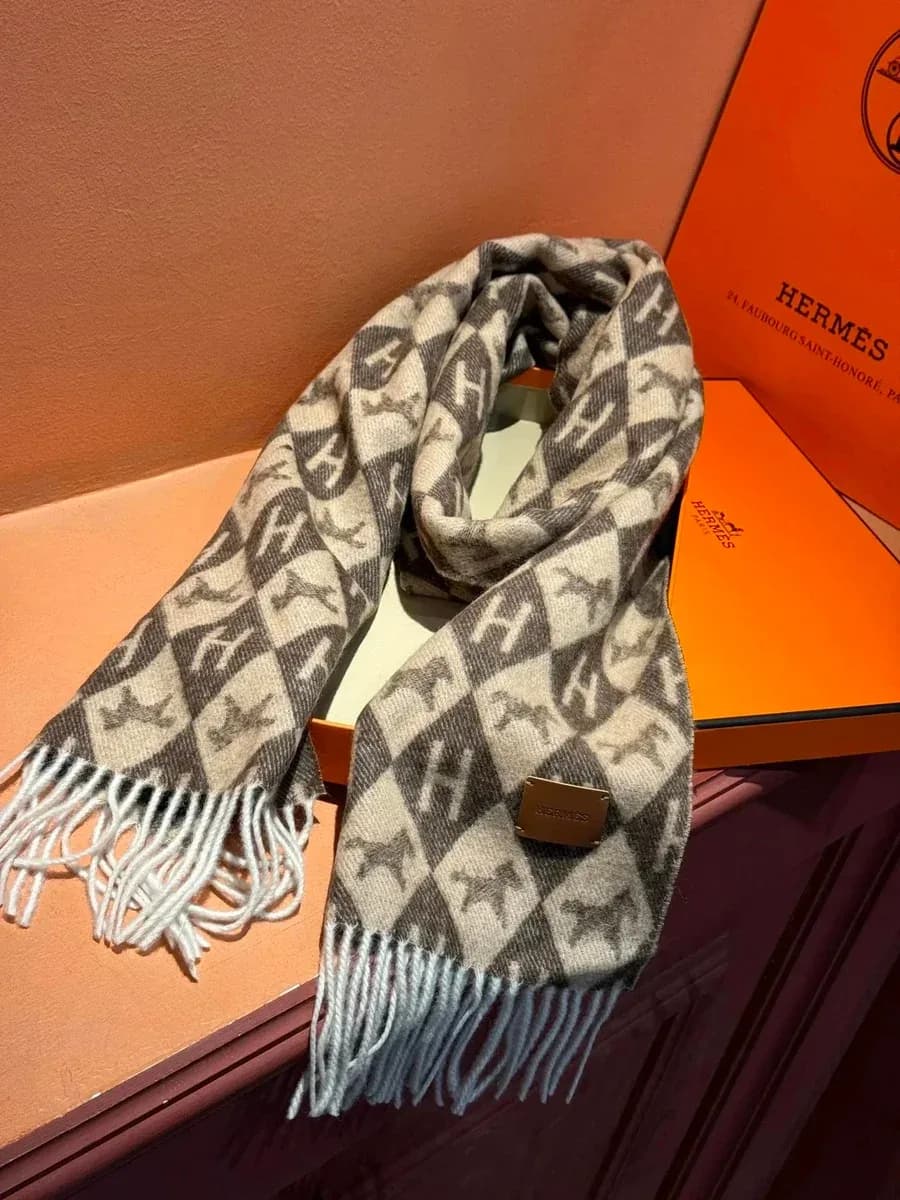 Hermès Monogram Scarf Beige & Grey — product photo on Sugargoo Spreadsheet