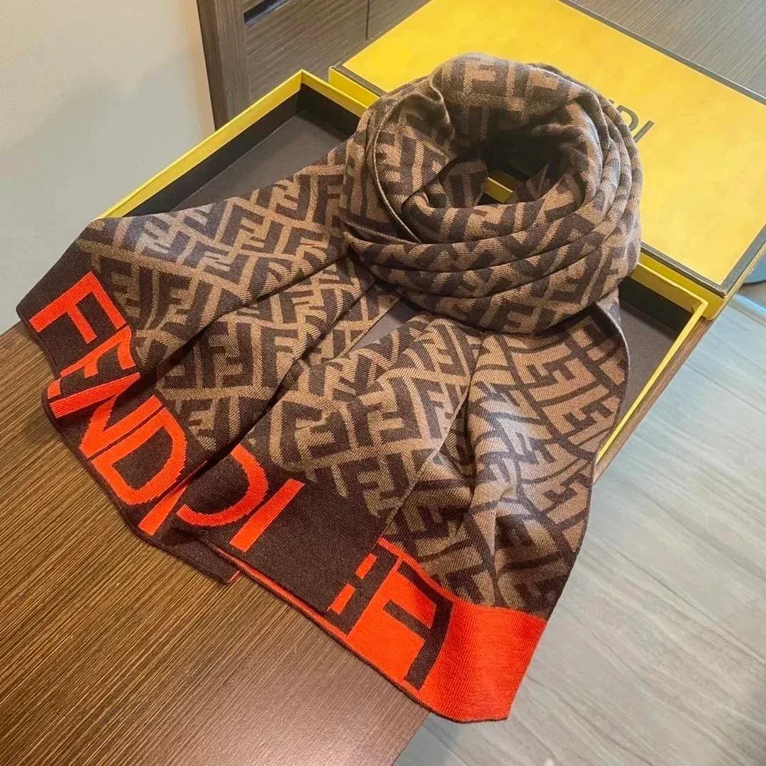 Fendi FF Logo Scarf Brown & Orange — product photo on Sugargoo Spreadsheet