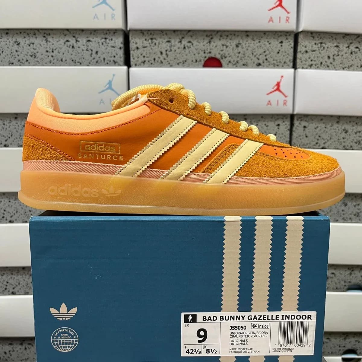Adidas Santurce Bad Bunny Gazelle Indoor Orange Sneakers — product photo on Sugargoo Spreadsheet