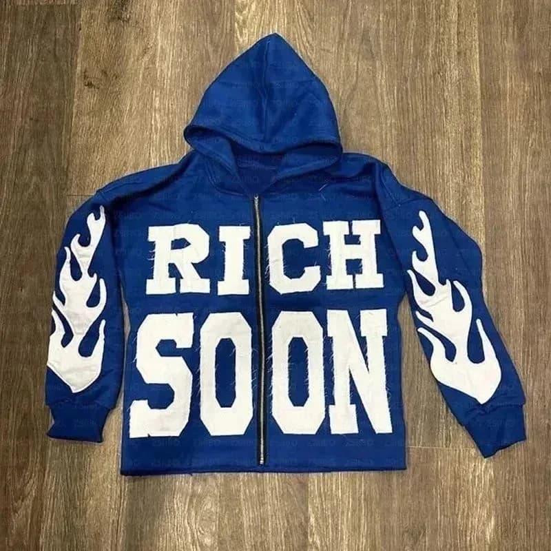 Rich Soon Blue Flame Zip-Up Hoodie — product photo on Sugargoo Spreadsheet
