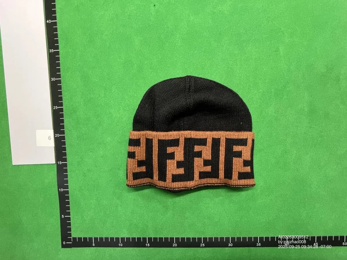 Fendi FF Logo Beanie Black & Tan Headwear — QC product photo on Sugargoo Spreadsheet
