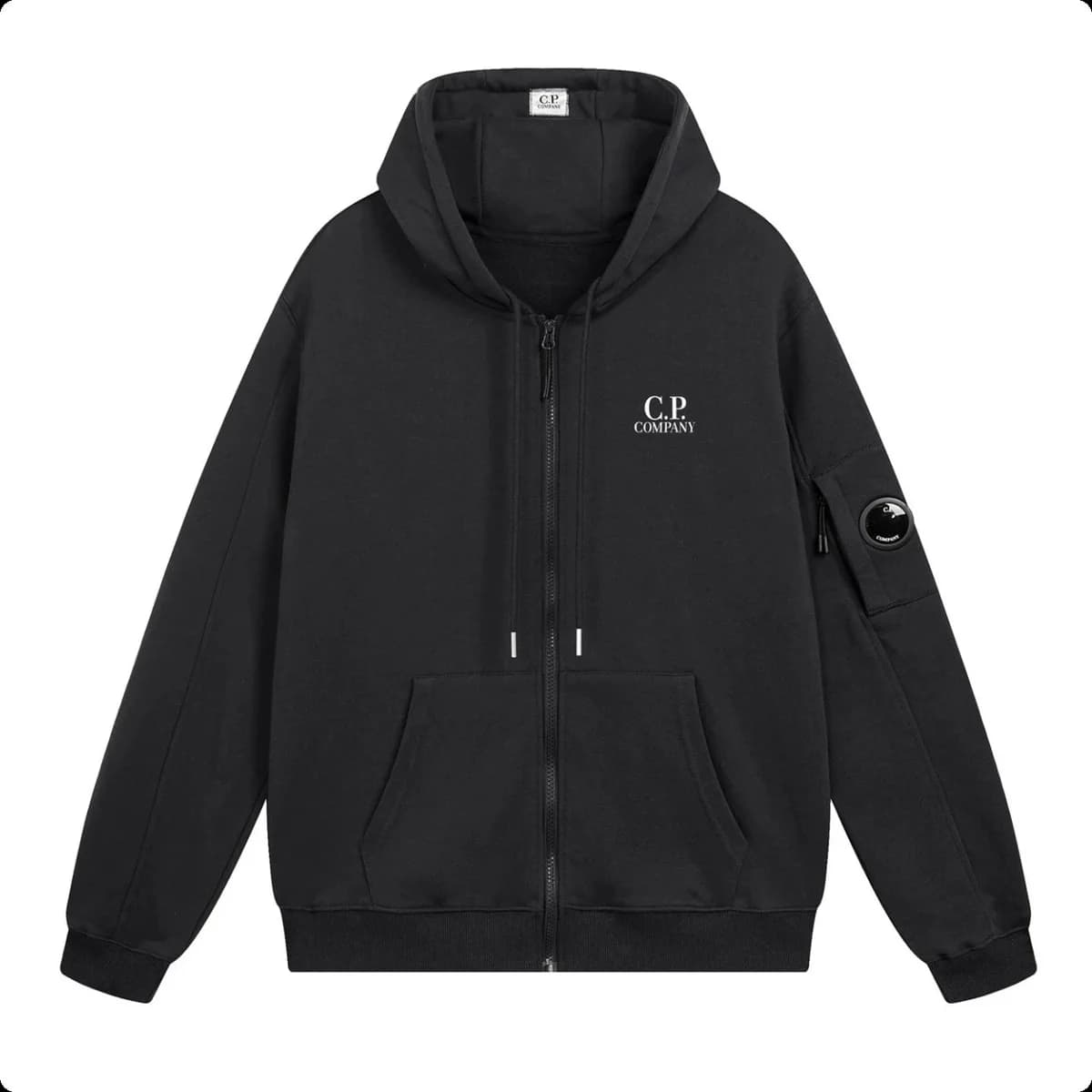 CP Company Black Logo Zip-Up Hoodie — product photo on Sugargoo Spreadsheet