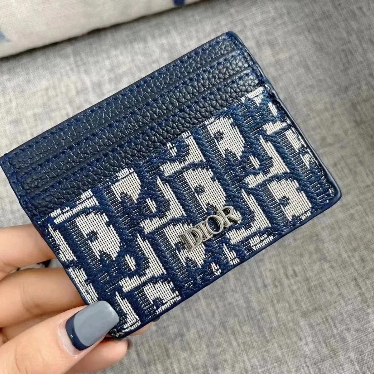 Dior Oblique Card Holder Navy Blue — QC product photo on Sugargoo Spreadsheet