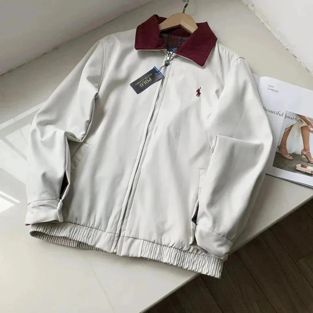 Polo Ralph Lauren Big Pony White Jacket with Burgundy Collar — product photo on Sugargoo Spreadsheet