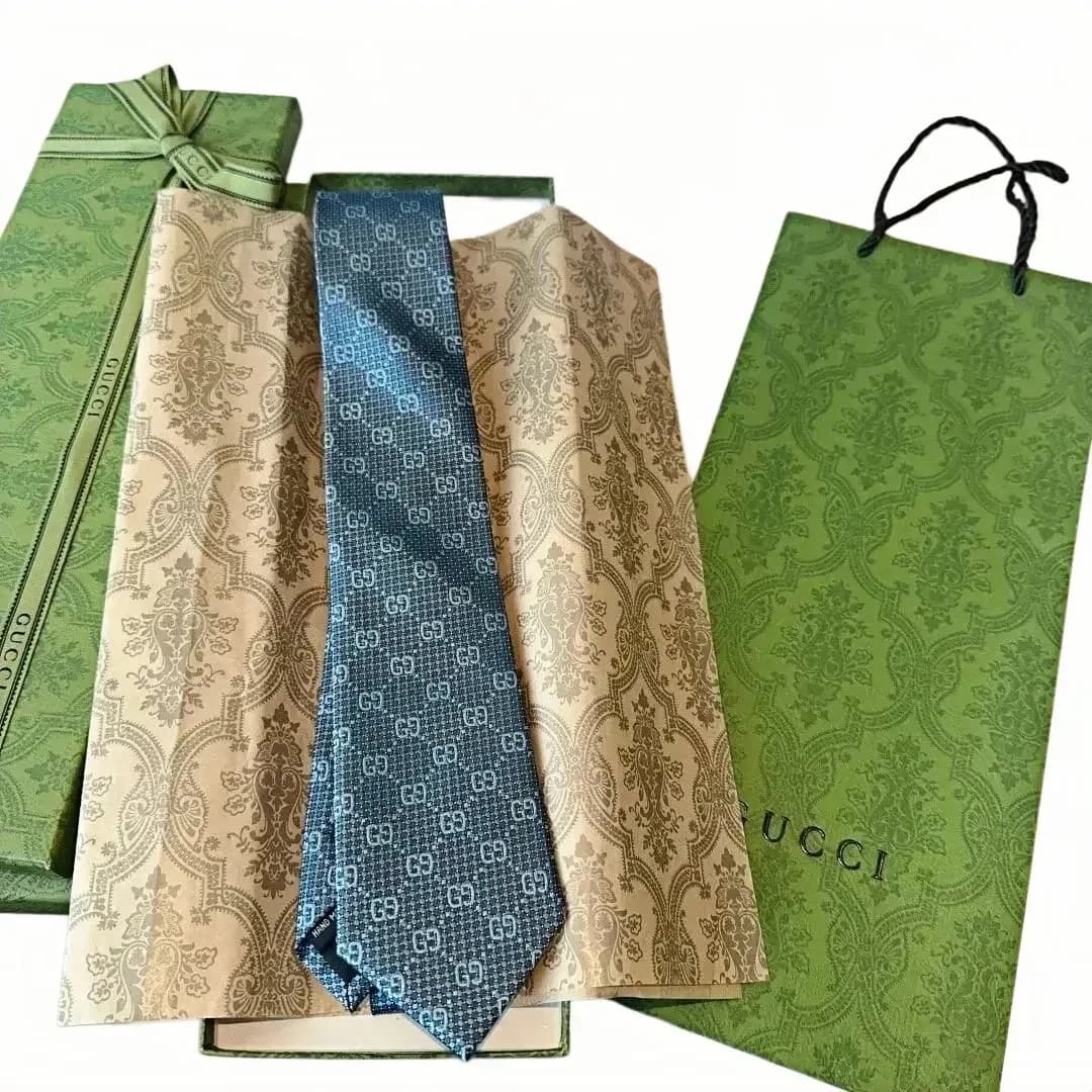 Gucci GG Monogram Silk Tie Blue — product photo on Sugargoo Spreadsheet