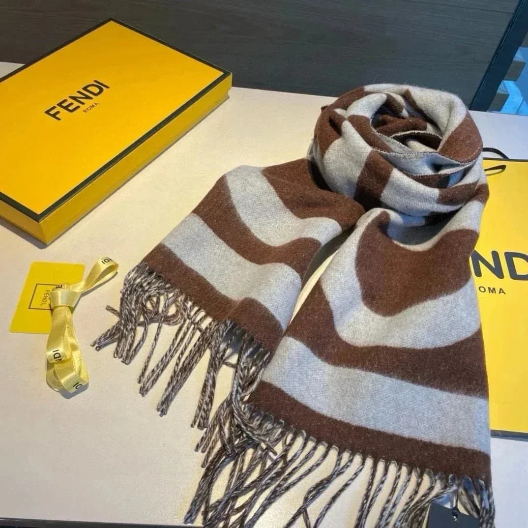 Fendi Brown & Grey Striped Scarf — product photo on Sugargoo Spreadsheet