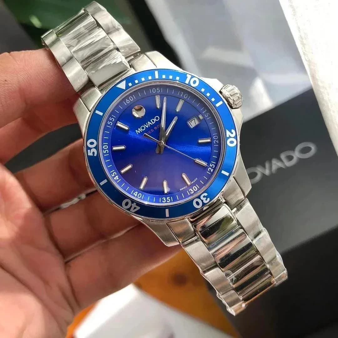 Movado Basel Blue Dial Stainless Steel Watch — product photo on Sugargoo Spreadsheet