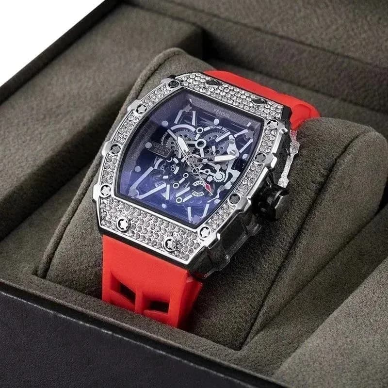 Unisex Red Crystal-Embellished Skeleton Watch — product photo on Sugargoo Spreadsheet