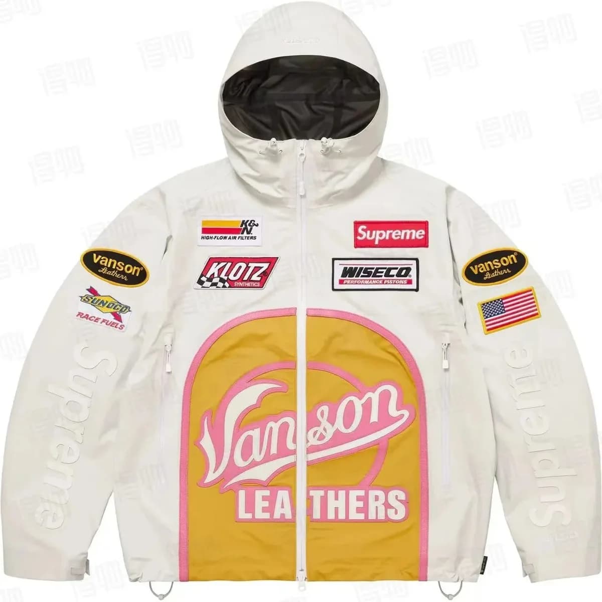 Supreme x Vanson Leathers White Racing Jacket — product photo on Sugargoo Spreadsheet
