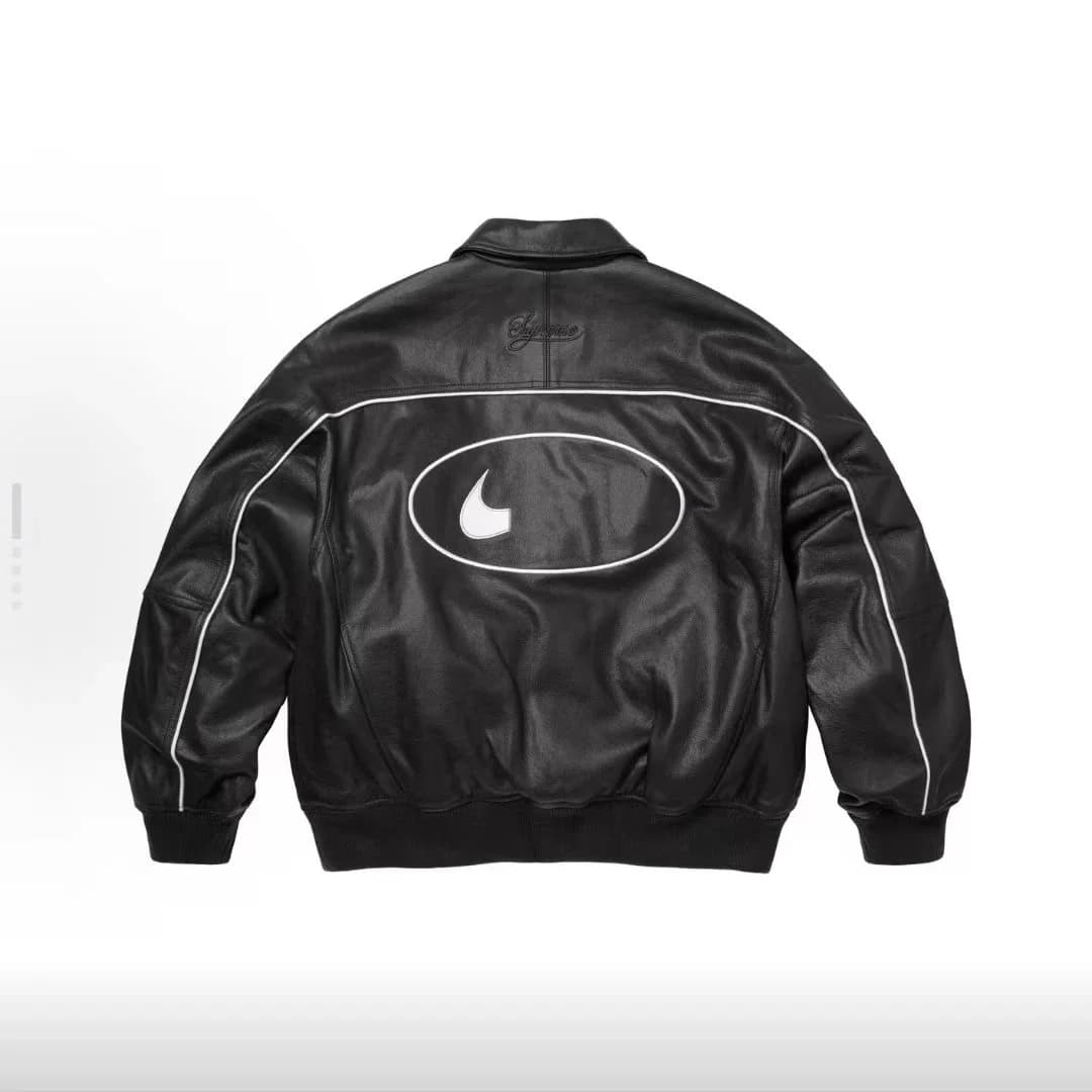 Supreme x Nike Air Force 1 Black Leather Jacket — product photo on Sugargoo Spreadsheet