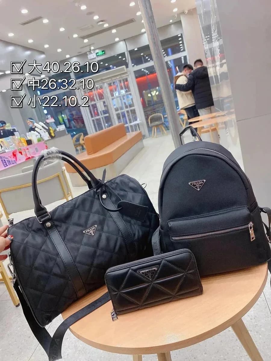 Prada Re-Nylon Black Quilted Backpack, Duffle & Wallet Set — product photo on Sugargoo Spreadsheet