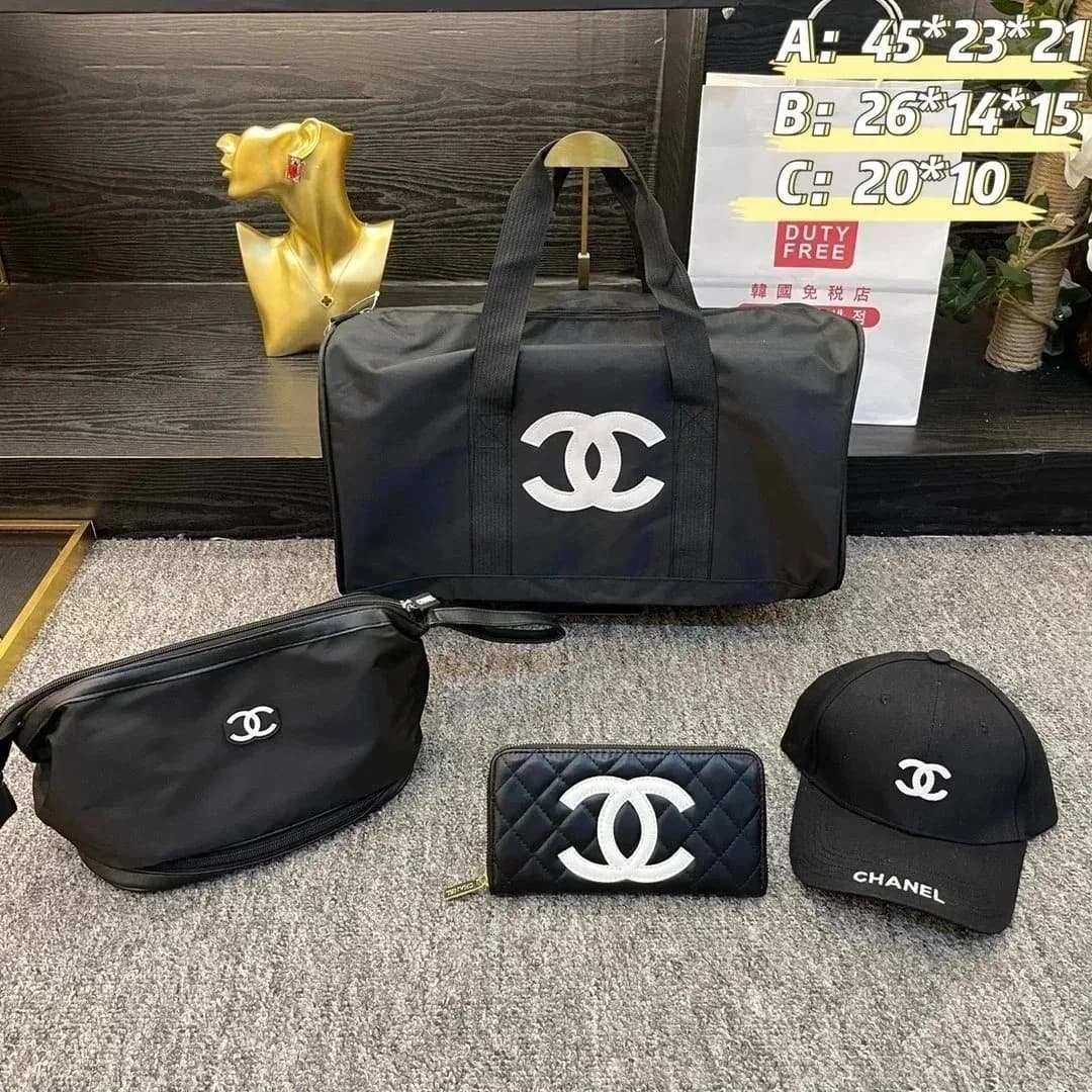 Chanel Classic Logo Black Travel Set with Bag, Wallet & Cap — product photo on Sugargoo Spreadsheet