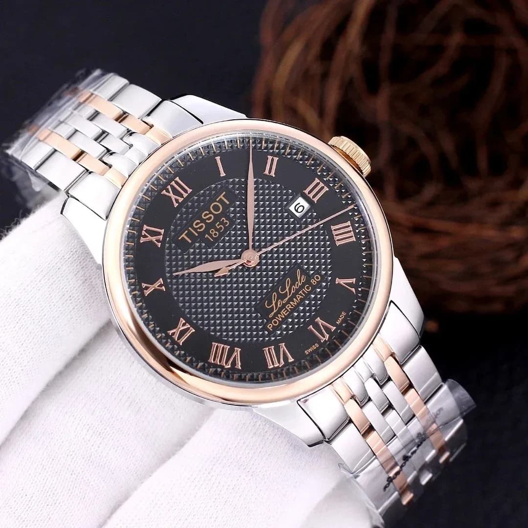 Tissot Le Locle Powermatic 80 Rose Gold & Black Watch — product photo on Sugargoo Spreadsheet